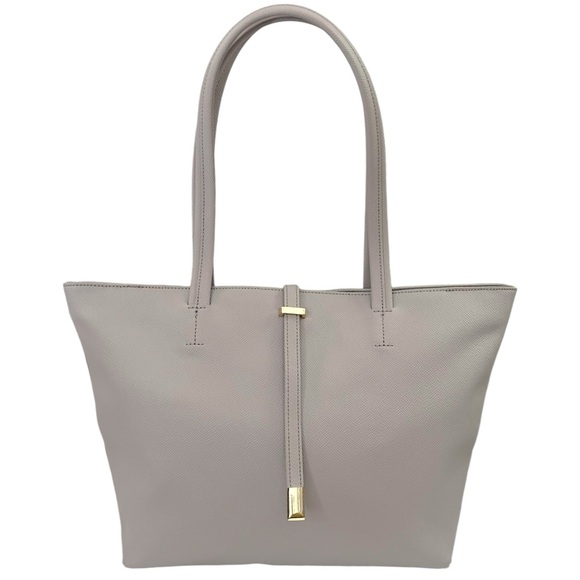 VINCE CAMUTO Leila Gray Driftwood Saffiano Leather Tote Bag - Picture 14 of 14